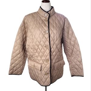 NWOT Dennis Basso women's quilted stand collar field jacket coat 1X tan black